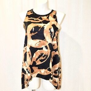 ALFANI geometric design, black and brown, sleeveless Tunic top / blouse / top